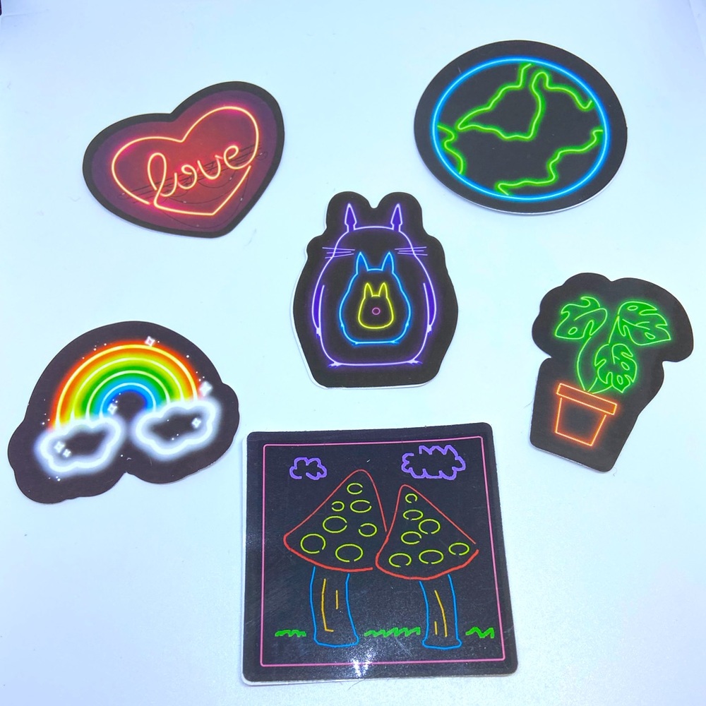 Neon style graffiti stickers